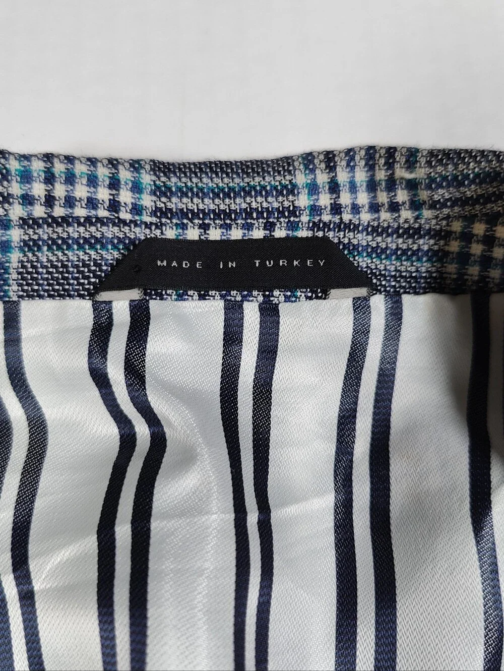 Hugo Boss Landicio Bella Tesse 60% Wool 40% Linen Blue Gray Plaid Blazer Sz 46